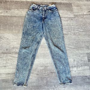 VTG 1980s BONJOUR Acid Wash Blue High Rise Tapered Jeans